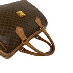 Celine Vintage Macadam Pattern Triomphe Logo Leather Boston Bag Brown — view 4