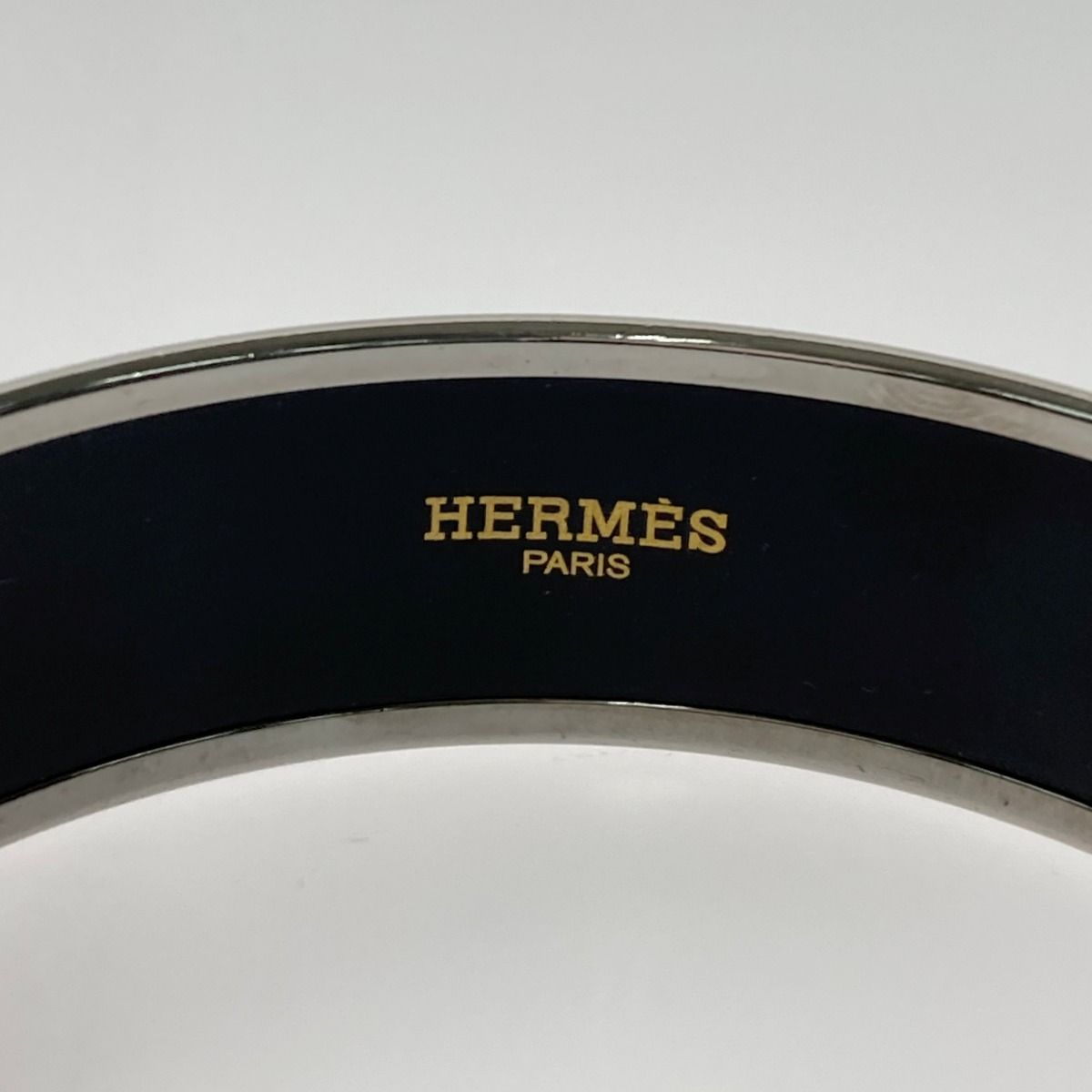 Hermes Enamel GM Large Bangle Orange Bracelet Cloisonne Carriage Box Cloth — view 2