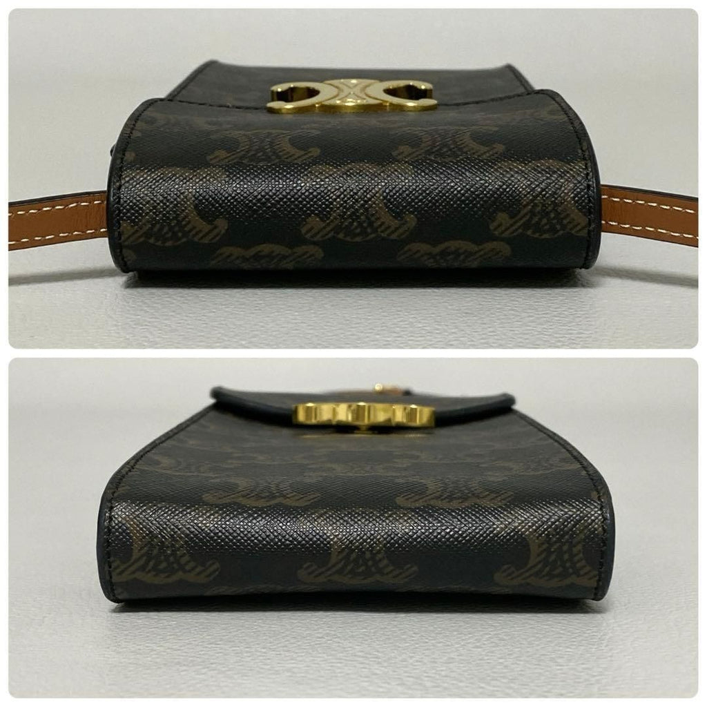Celine Triomphe Canvas Mobile Pouch Brown — view 6