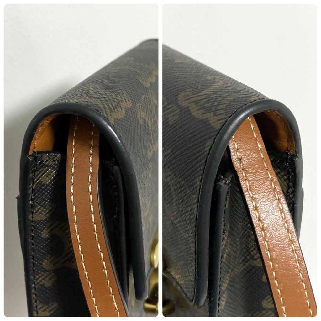 Celine Triomphe Canvas Mobile Pouch Brown — view 8