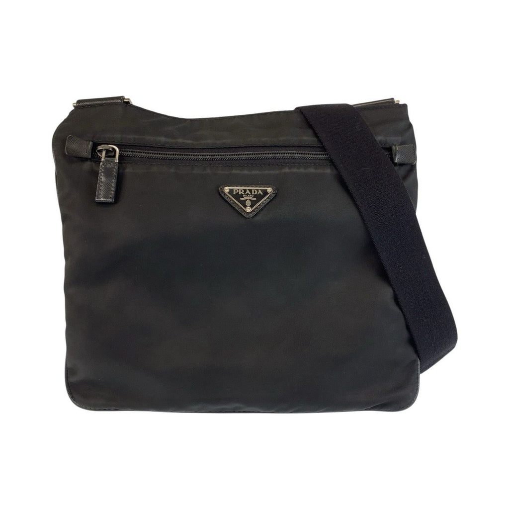 Prada Tessuto Black Nylon Leather Shoulder