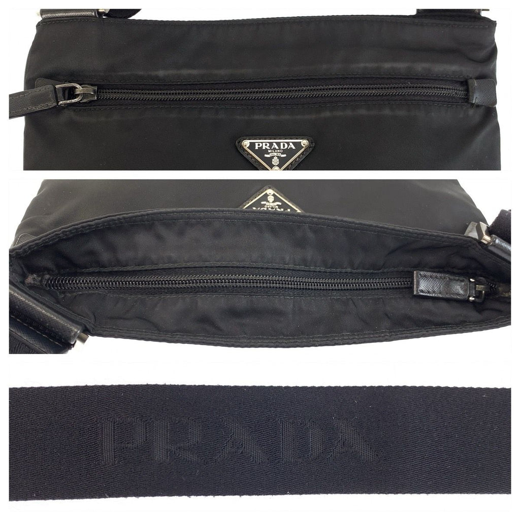 Prada Tessuto Black Nylon Leather Shoulder — view 5