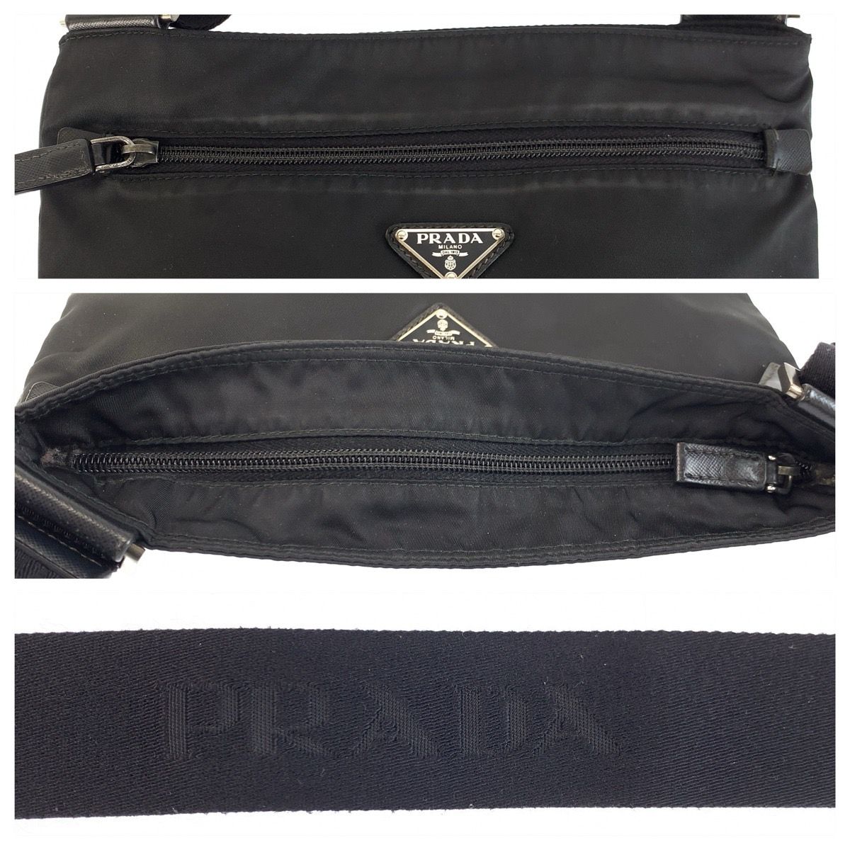 Prada Tessuto Black Nylon Leather Shoulder — view 5