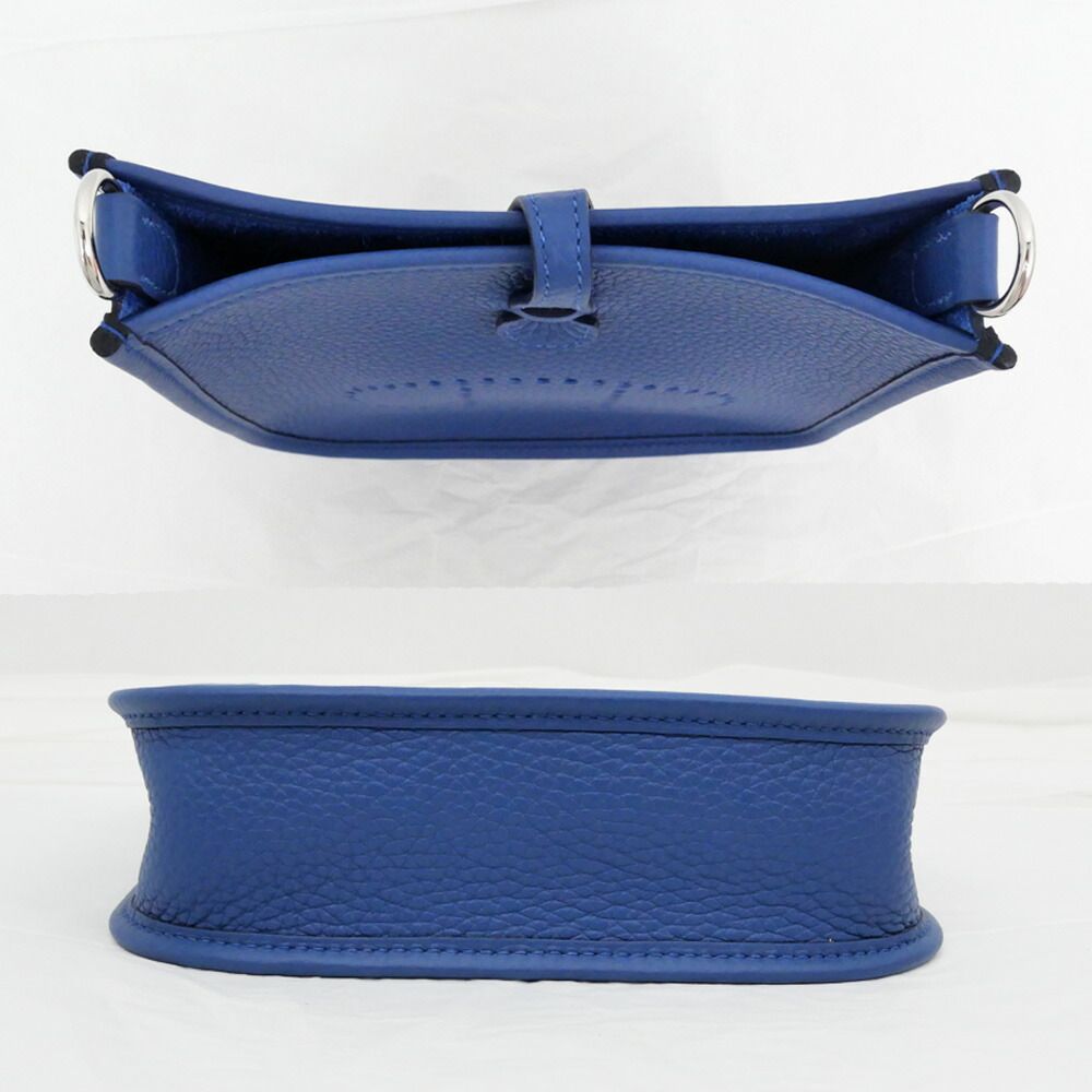 Hermes Evelyne TPM Shoulder Bag Blue Thailand Silver Taurillon Clemence — view 4