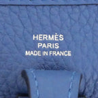 Hermes Evelyne TPM Shoulder Bag Blue Thailand Silver Taurillon Clemence — view 6