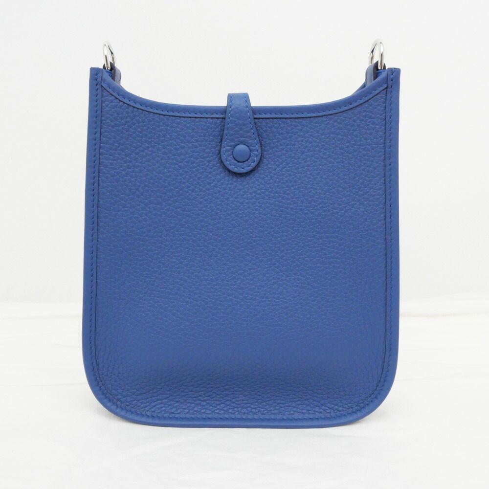 Hermes Evelyne TPM Shoulder Bag Blue Thailand Silver Taurillon Clemence — view 2