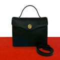 Dior Vintage CD Logo Leather 2-Way Shoulder Bag Black