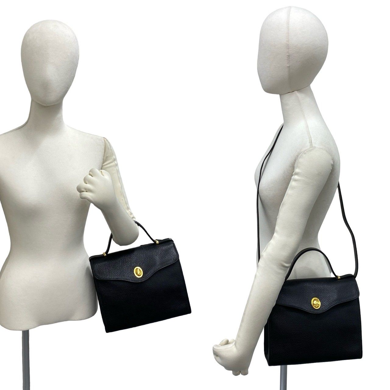 Dior Vintage CD Logo Leather 2-Way Shoulder Bag Black — view 2