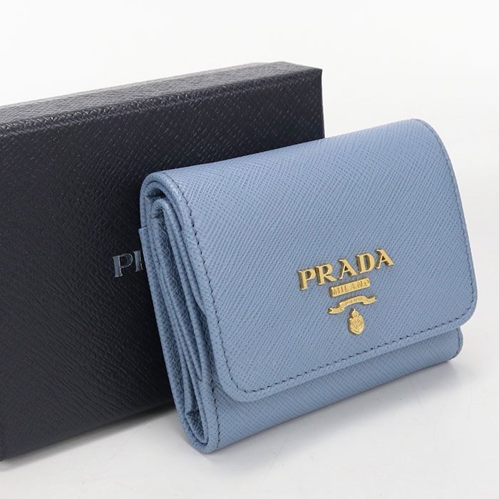 Prada Saffiano Multicolor Trifold Wallet Calf