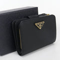 Prada Saffiano Triangle Bifold Wallet Calfskin