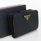 Prada Saffiano Triangle Bifold Wallet Calfskin