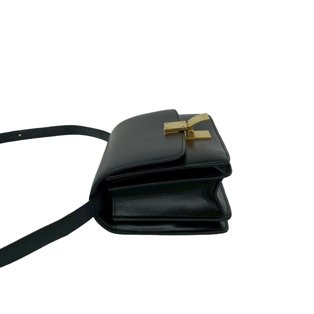 Celine Classic Box Leather Shoulder Bag Semi Pochette Black — view 5