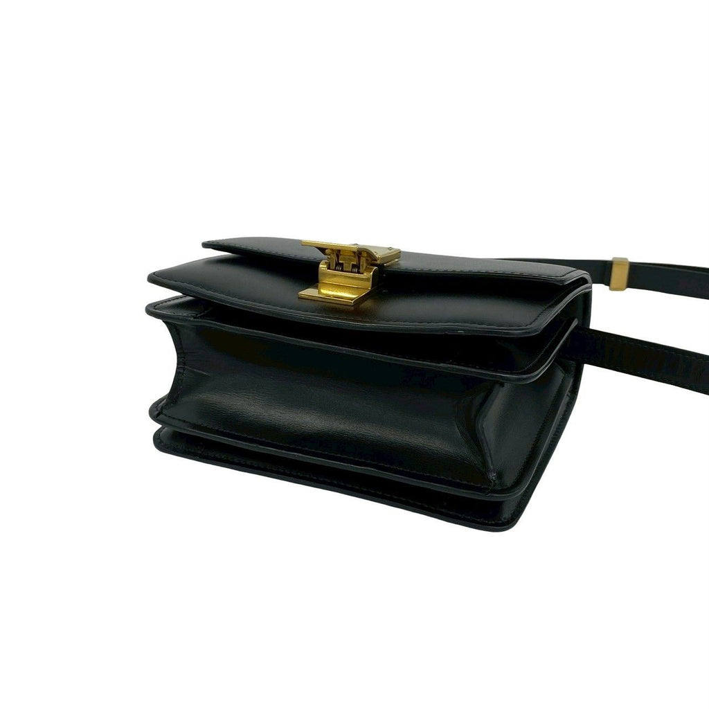 Celine Classic Box Leather Shoulder Bag Semi Pochette Black — view 8