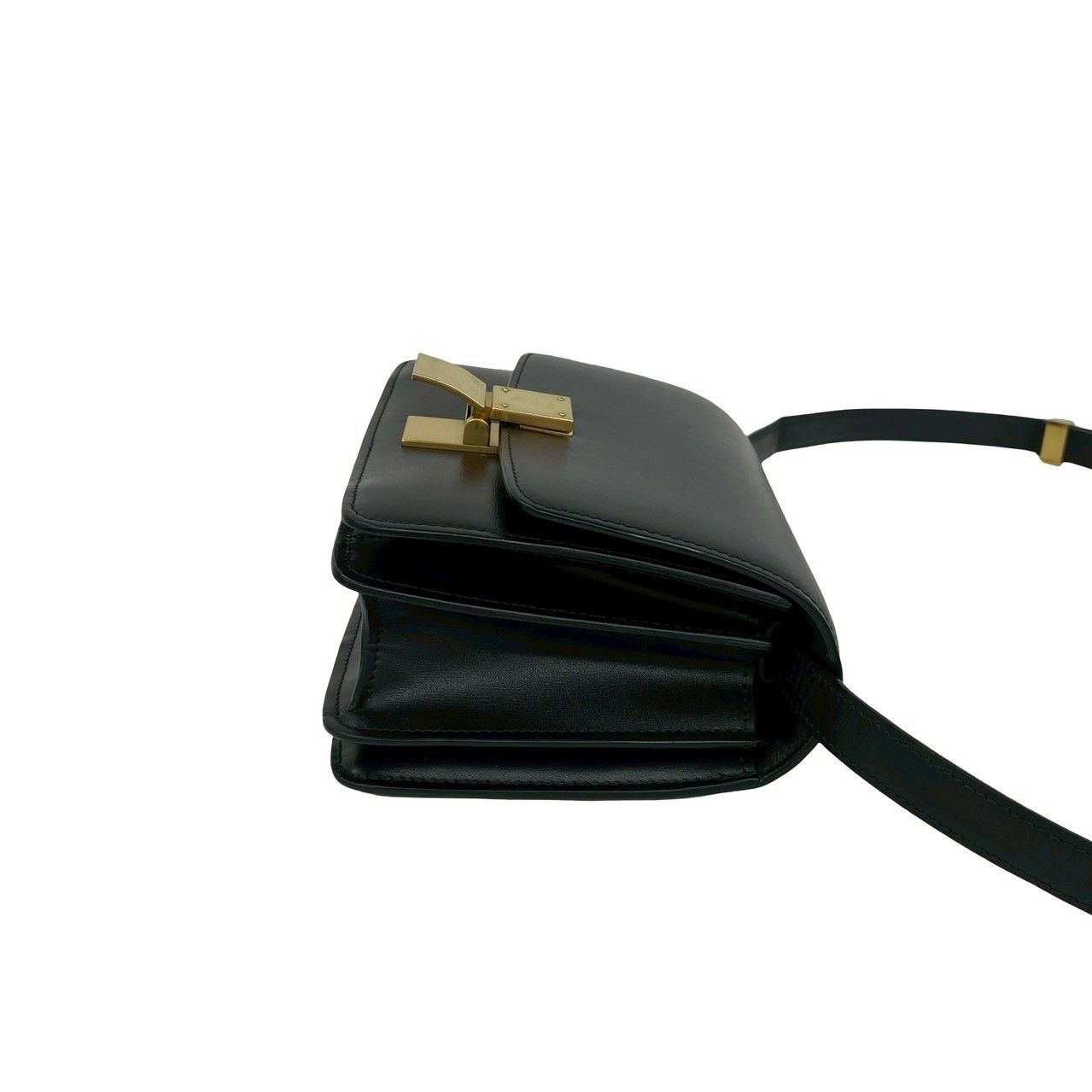 Celine Classic Box Leather Shoulder Bag Semi Pochette Black — view 6