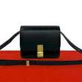 Celine Classic Box Leather Shoulder Bag Semi Pochette Black