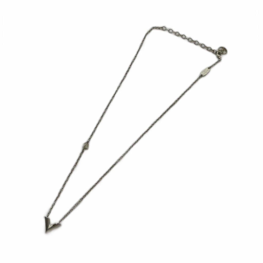 Louis Vuitton Necklace Essential Monogram LV Pendant Logo Silver — view 4
