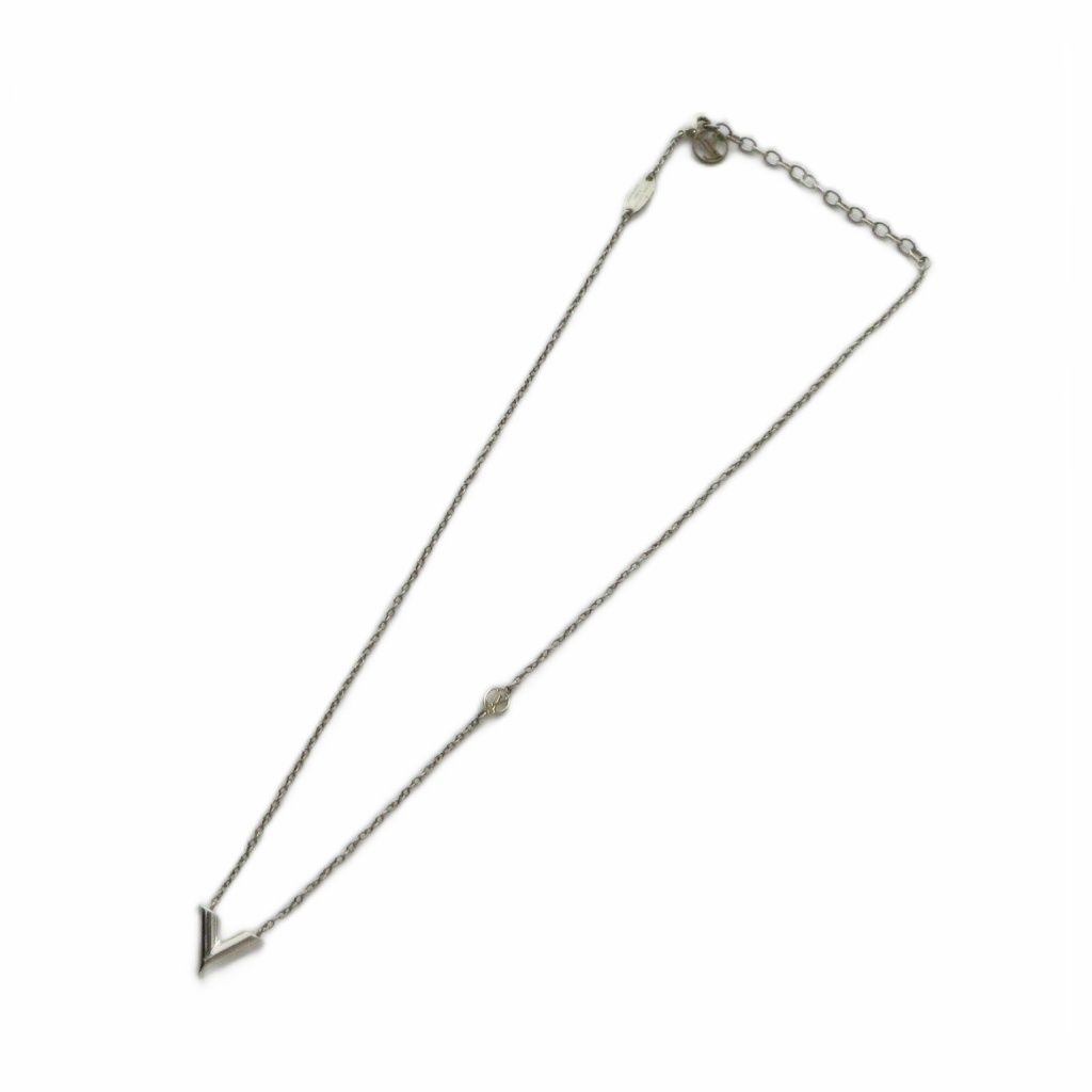 Louis Vuitton Necklace Essential Monogram LV Pendant Logo Silver — view 3