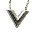Louis Vuitton Necklace Essential Monogram LV Pendant Logo Silver
