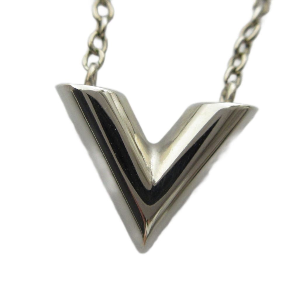 Louis Vuitton Necklace Essential Monogram LV Pendant Logo Silver — view 2