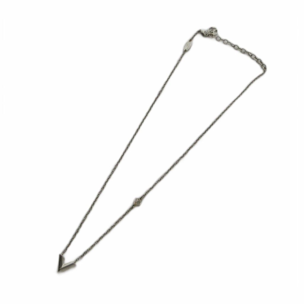 Louis Vuitton Necklace Essential Monogram LV Pendant Logo Silver — view 3
