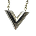 Louis Vuitton Necklace Essential Monogram LV Pendant Logo Silver