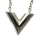 Louis Vuitton Necklace Essential Monogram LV Pendant Logo Silver