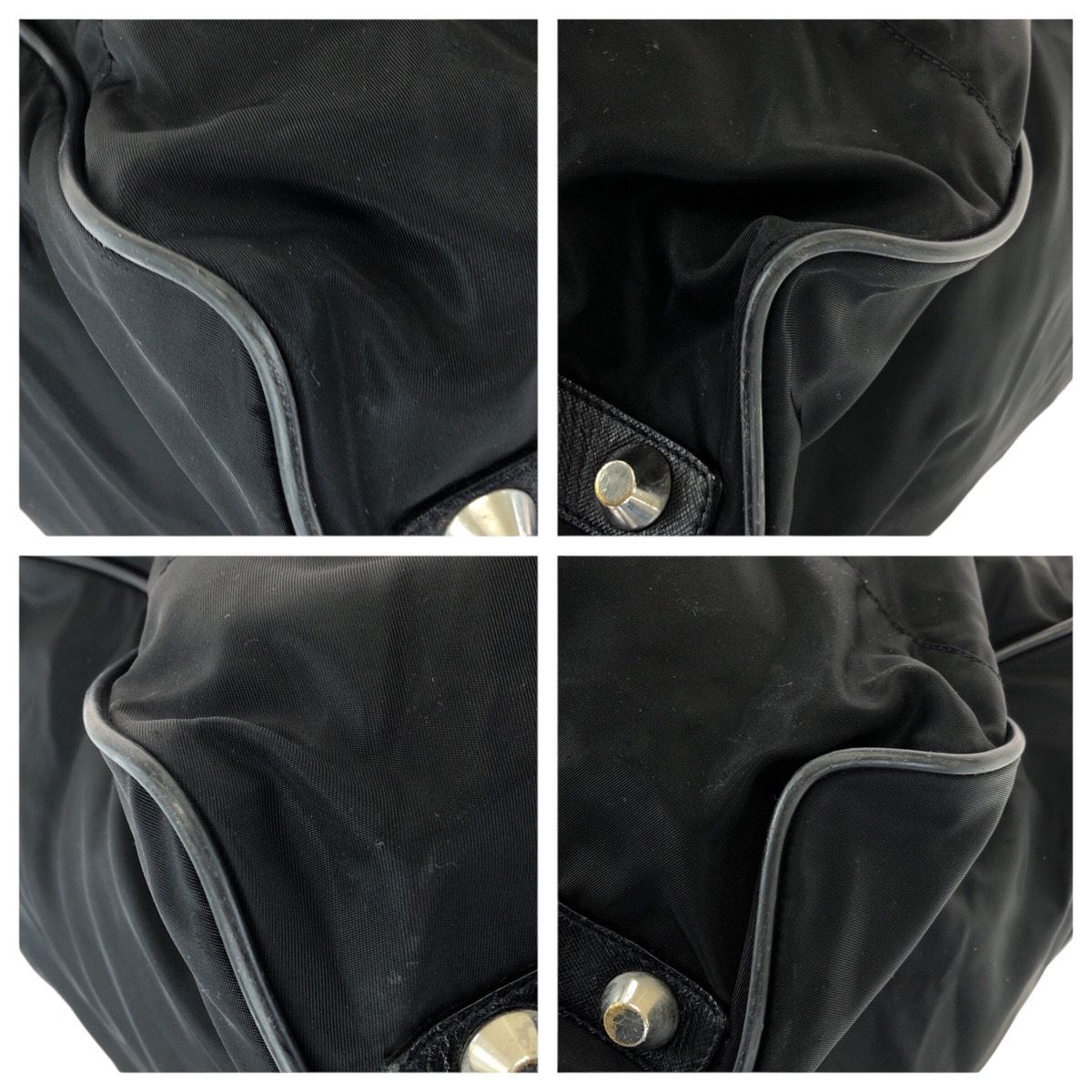 Prada Tessuto Saffiano Black Silver Nylon Leather Boston — view 3