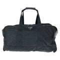 Prada Tessuto Saffiano Black Silver Nylon Leather Boston