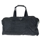 Prada Tessuto Saffiano Black Silver Nylon Leather Boston