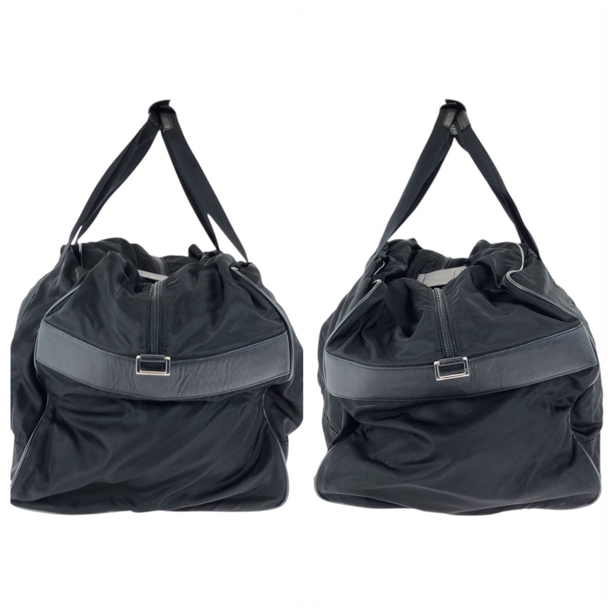 Prada Tessuto Saffiano Black Silver Nylon Leather Boston — view 8
