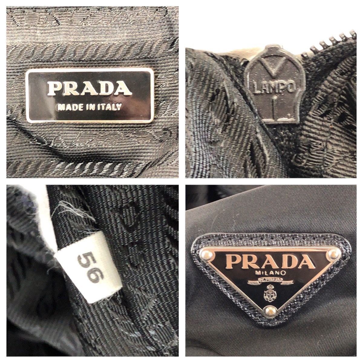 Prada Tessuto Saffiano Black Silver Nylon Leather Boston — view 4
