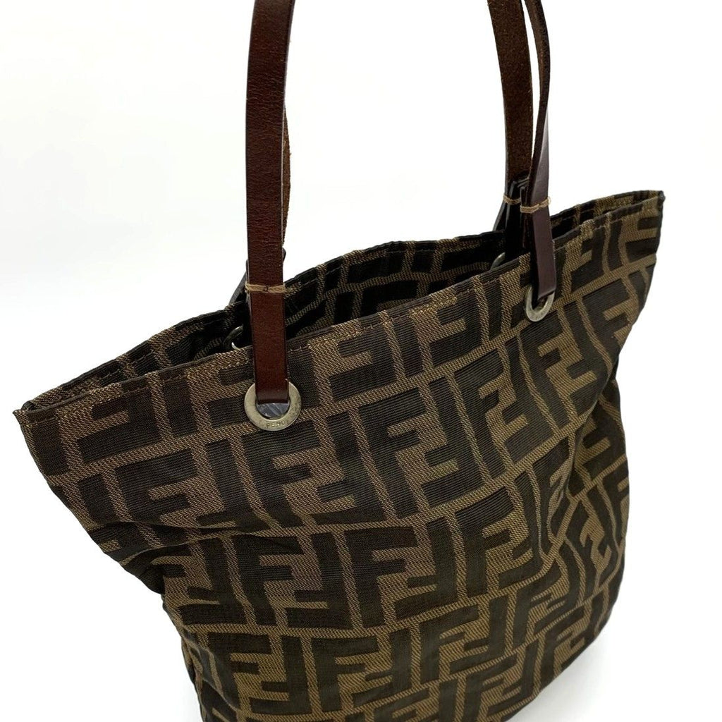 Fendi Zucca Tote Bag Nylon Leather Brown — view 2
