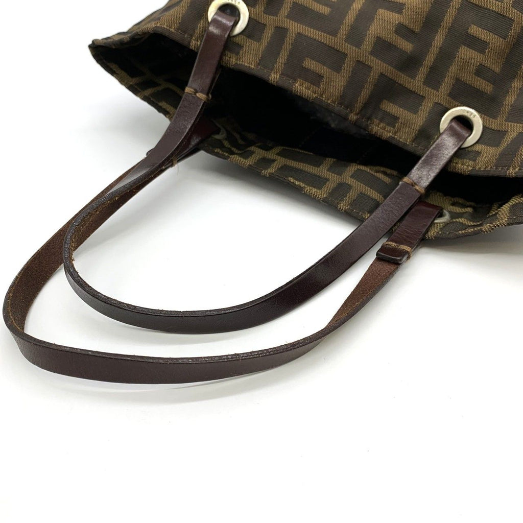 Fendi Zucca Tote Bag Nylon Leather Brown — view 6