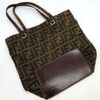 Fendi Zucca Tote Bag Nylon Leather Brown — view 7