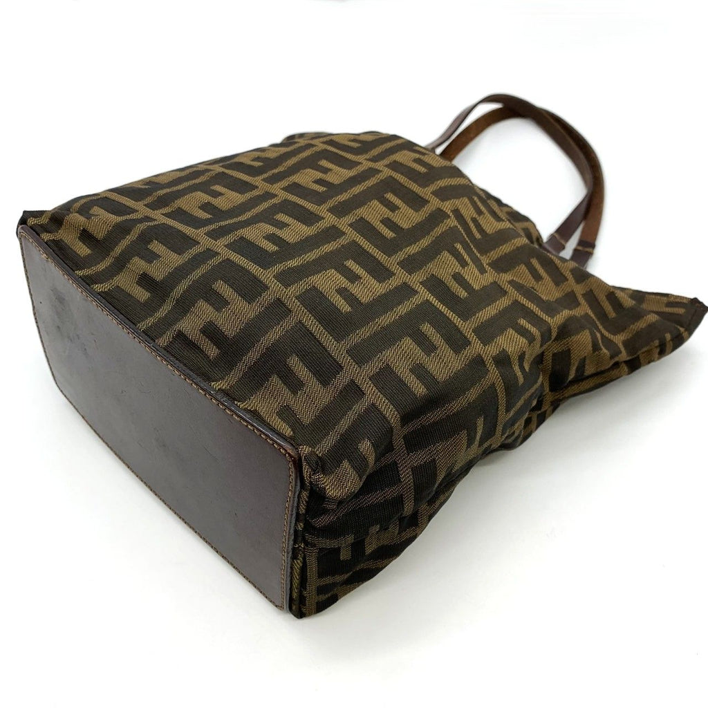 Fendi Zucca Tote Bag Nylon Leather Brown — view 3