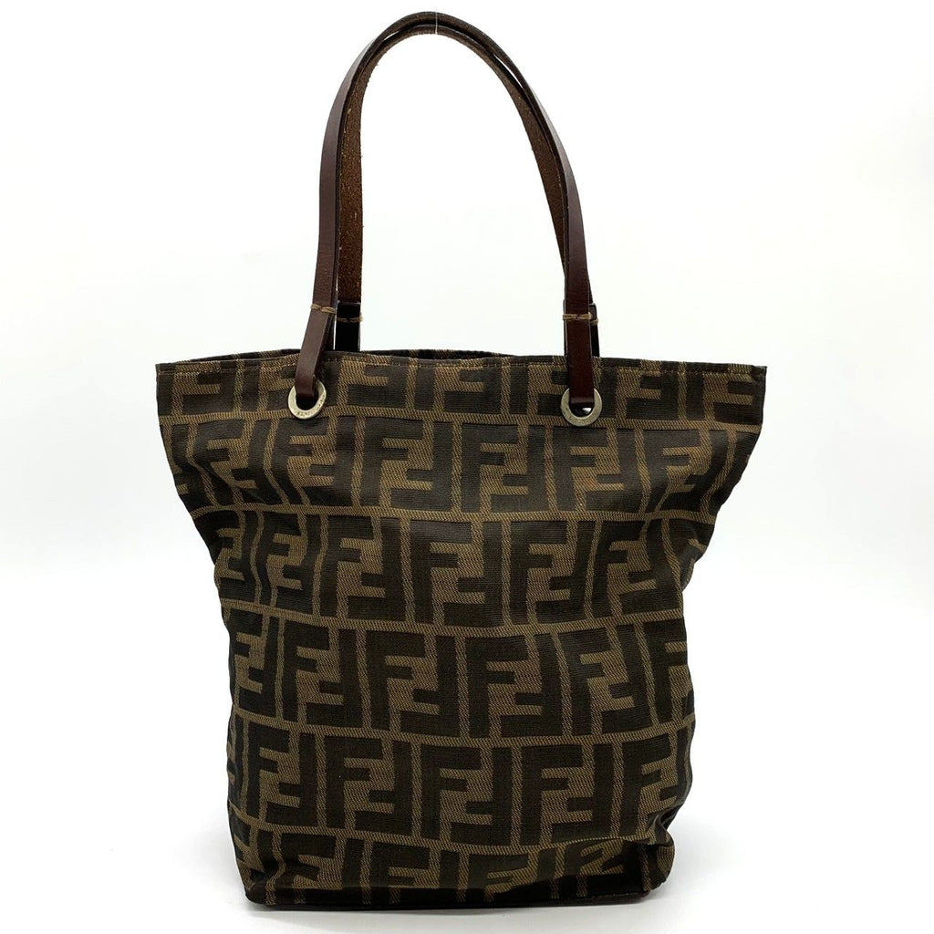 Fendi Zucca Tote Bag Nylon Leather Brown — view 5