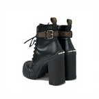 Louis Vuitton Line Monogram Boots Short Shoes Leather Black Brown Logo Belt — view 4