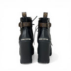 Louis Vuitton Line Monogram Boots Short Shoes Leather Black Brown Logo Belt — view 5