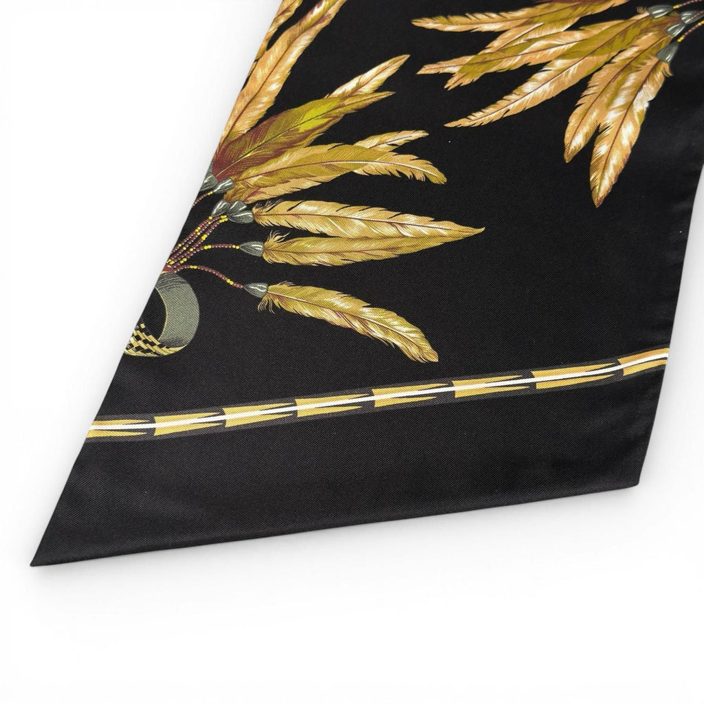 Hermes Carre Long Maxi Twill Brazil Silk 100% Scarf Black Yellow — view 5