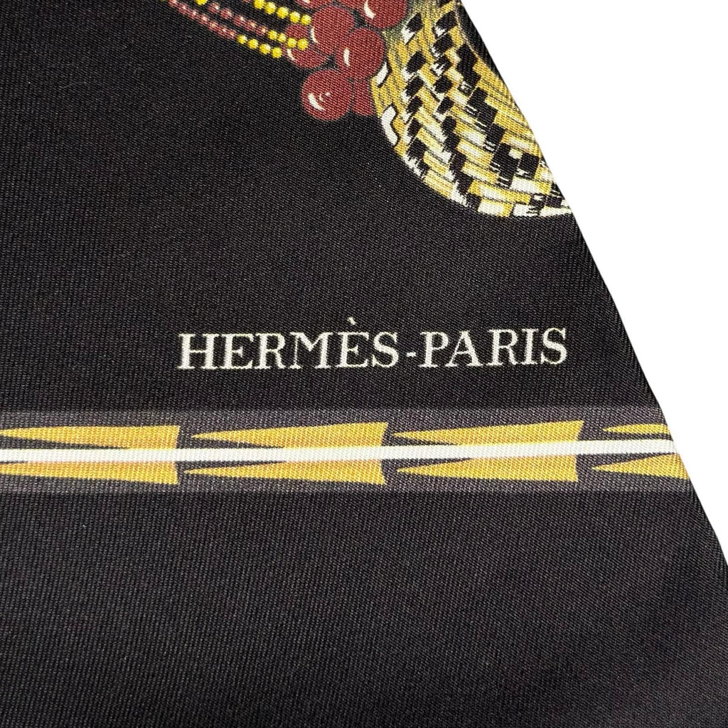 Hermes Carre Long Maxi Twill Brazil Silk 100% Scarf Black Yellow — view 8