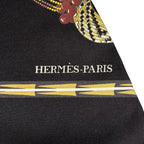 Hermes Carre Long Maxi Twill Brazil Silk 100% Scarf Black Yellow — view 8
