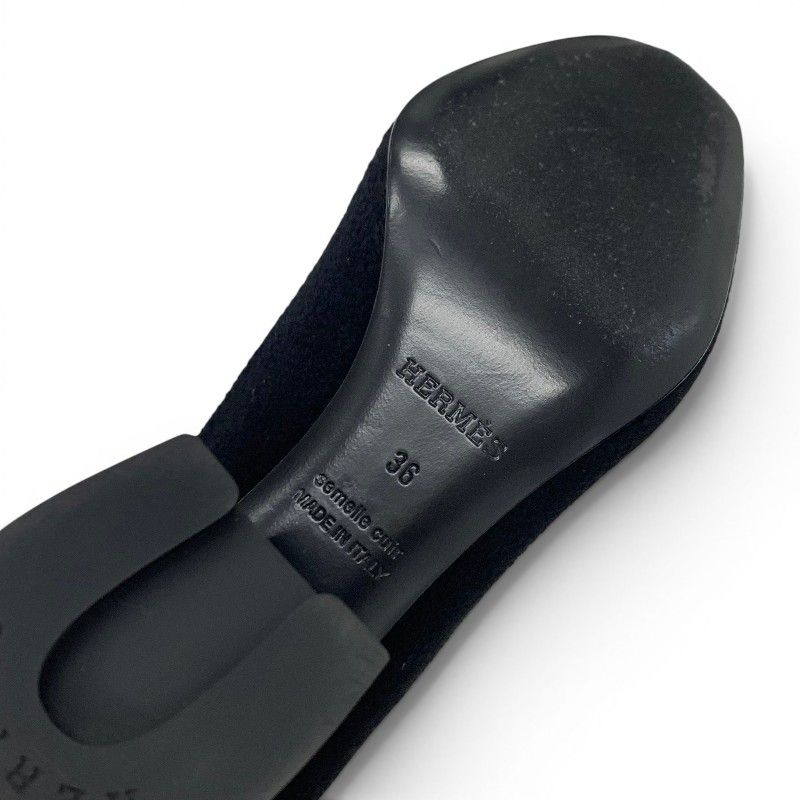 Hermes Jenna 60 Boots Short Shoes Schneer Leather Black Exlibris Knit — view 8