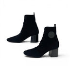Hermes Jenna 60 Boots Short Shoes Schneer Leather Black Exlibris Knit — view 3
