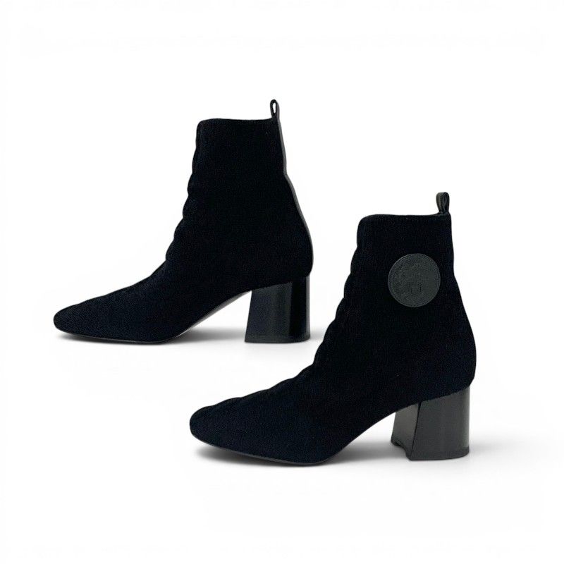 Hermes Jenna 60 Boots Short Shoes Schneer Leather Black Exlibris Knit — view 3