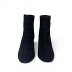 Hermes Jenna 60 Boots Short Shoes Schneer Leather Black Exlibris Knit — view 2