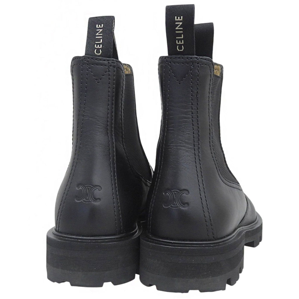 Celine Margaret Triomphe Logo Side Gore Chelsea Boots Black — view 5