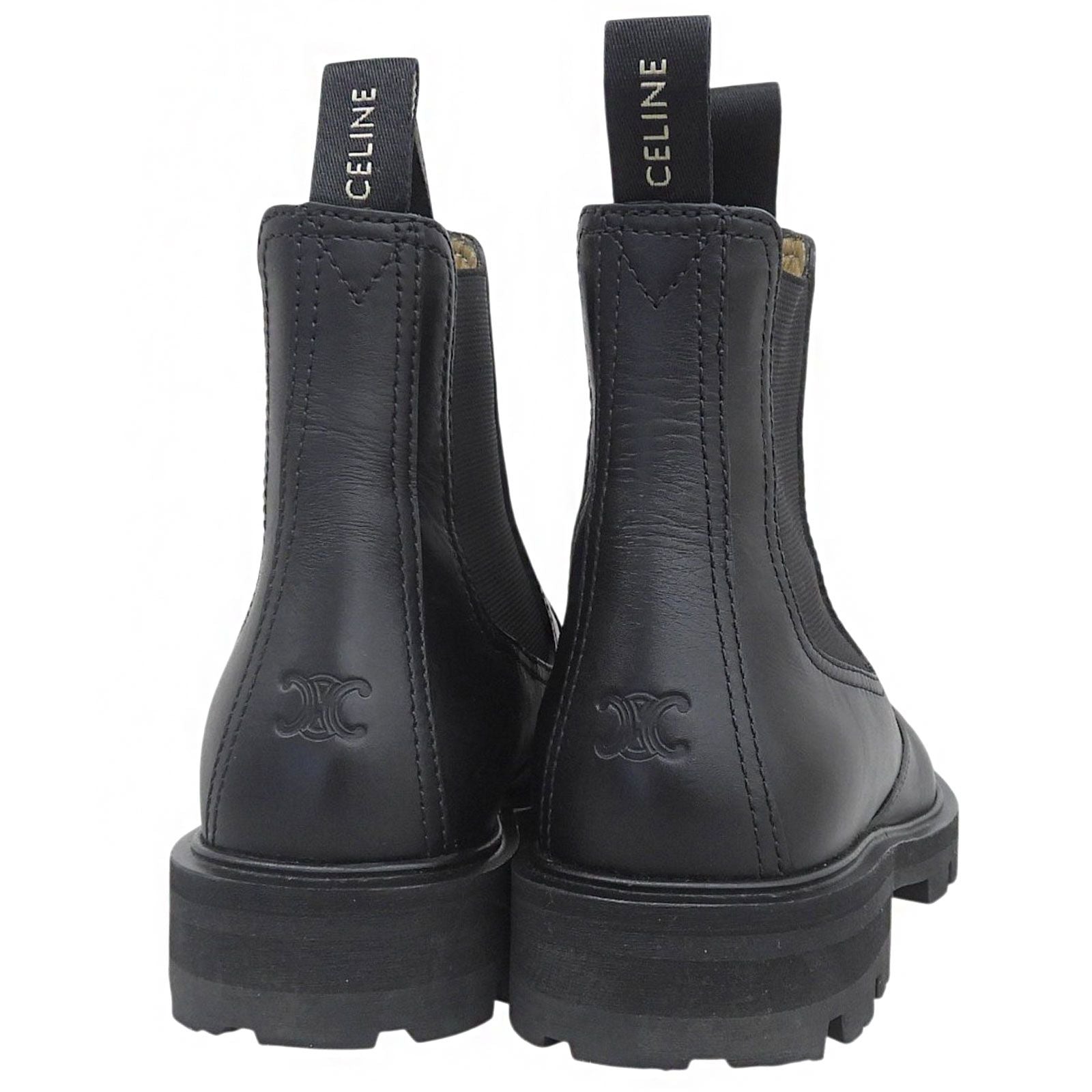 Celine Margaret Triomphe Logo Side Gore Chelsea Boots Black — view 5