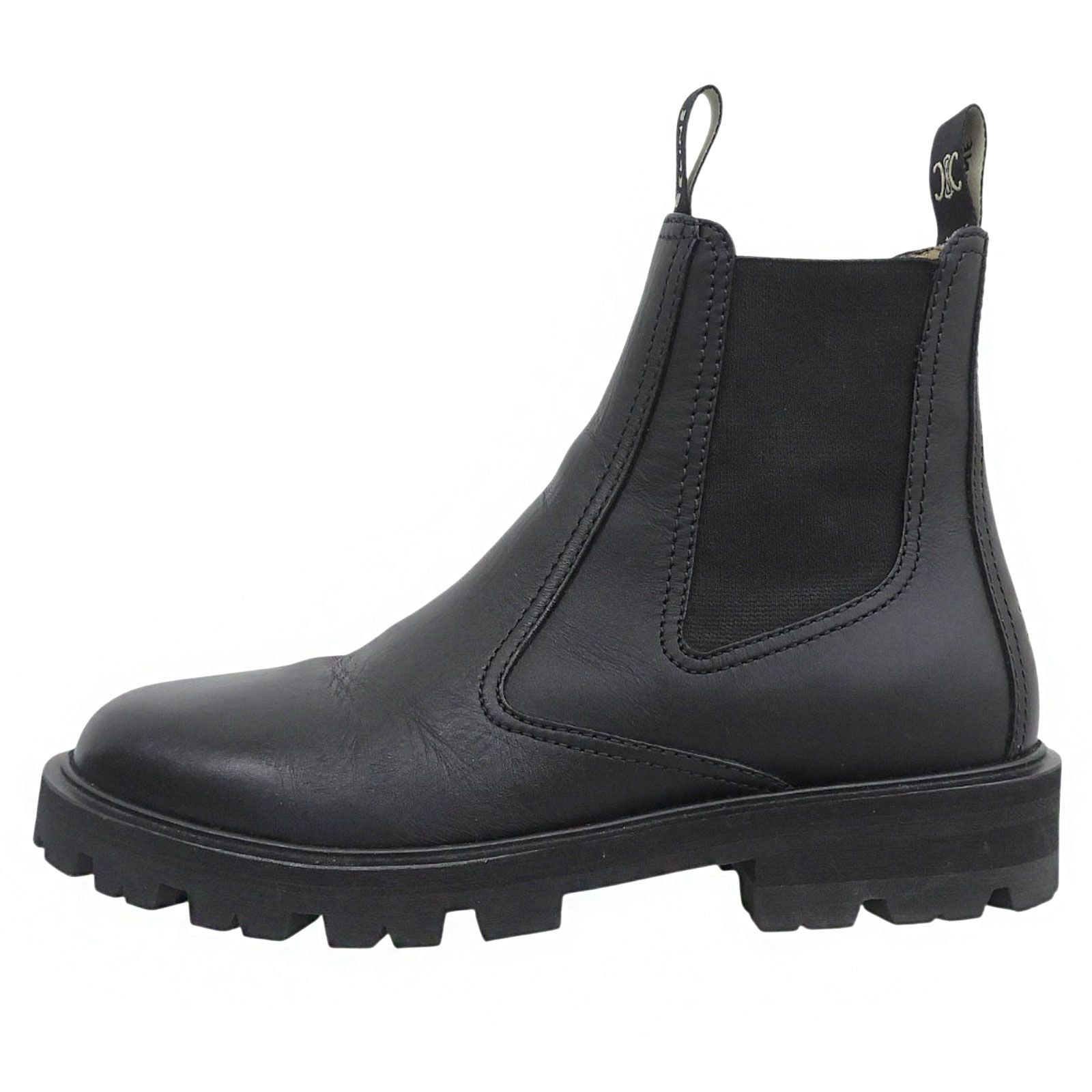 Celine Margaret Triomphe Logo Side Gore Chelsea Boots Black — view 3