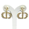 Dior Tribales Earrings CD Crystal Logo Pearl White Gold