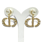 Dior Tribales Earrings CD Crystal Logo Pearl White Gold